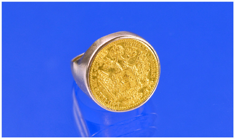 Appraisal: ct Gold Ring Set With A Ducat Coin Total Weight