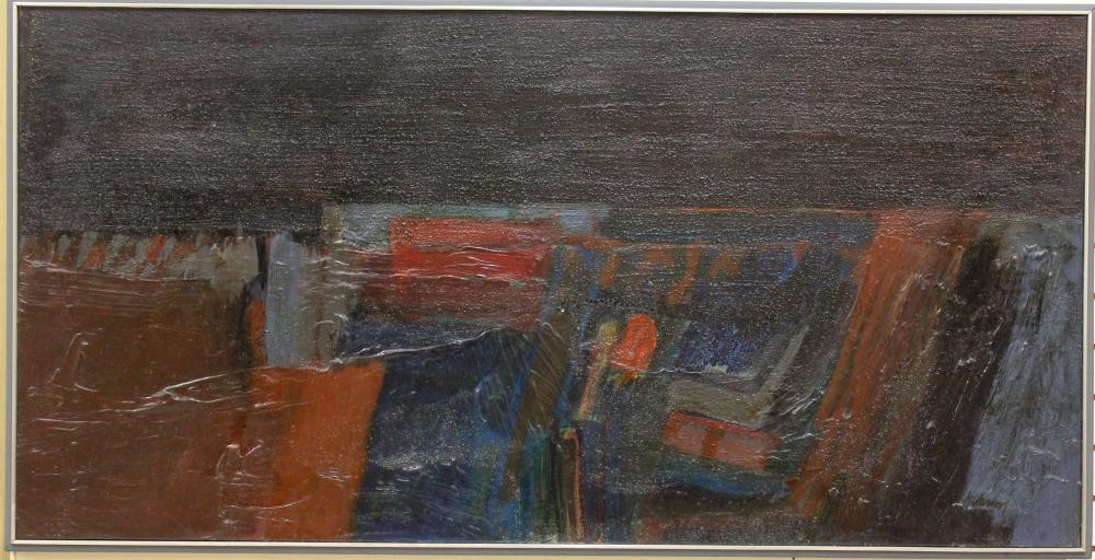 Appraisal: NORTHWEST SCHOOL ABSTRACT EXPRESSIONIST OIL ON CANVAS Blue Gray Seascape