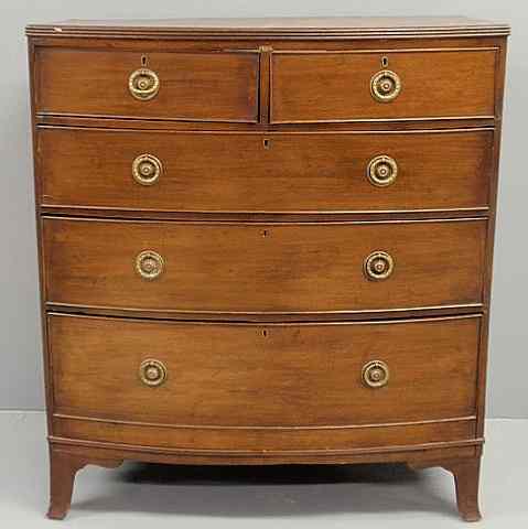 Appraisal: George III mahogany bow-front chest of drawers h x w