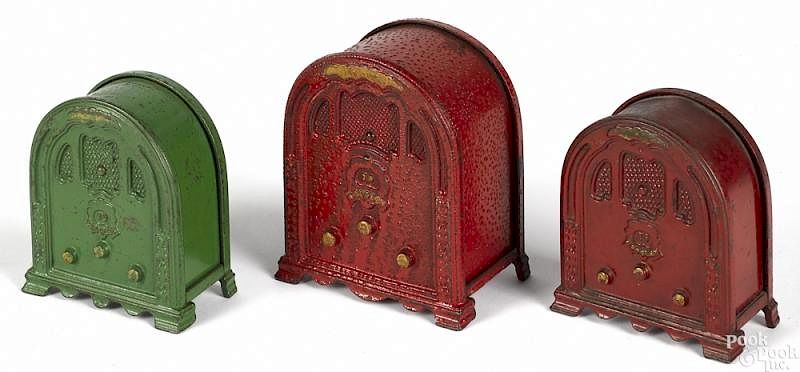 Appraisal: Three Kenton cast iron Crosley radio still banks Three Kenton