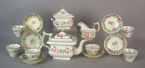 Appraisal: Pearlware tea service early th c with Adams rose decoration