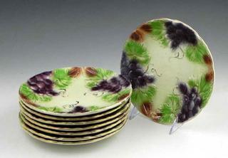 Appraisal: Set of Eight Majolica Fruit Plates th c with polychromed