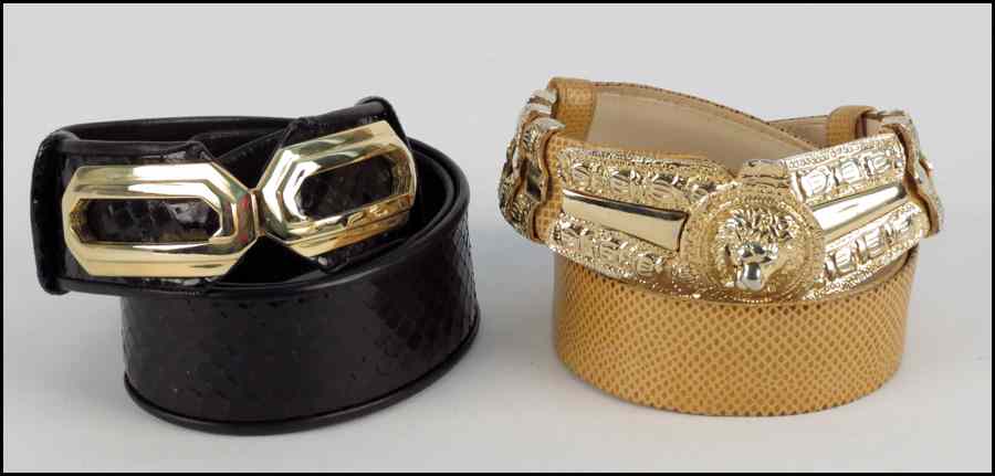 Appraisal: JUDITH LEIBER BLACK SNAKESKIN BELT Together with a Judith Leiber