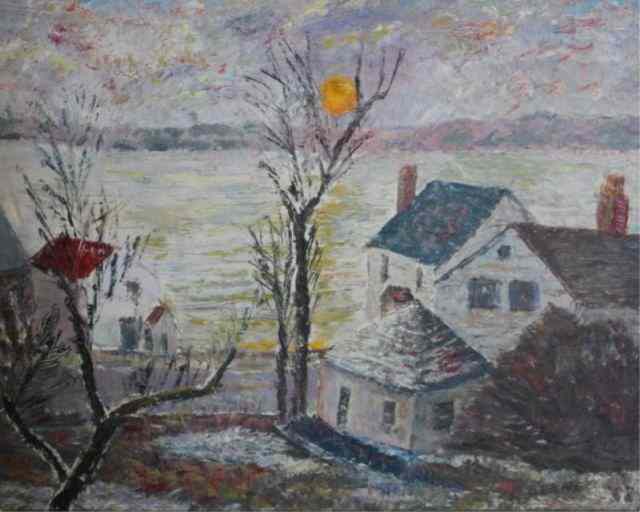 Appraisal: BORNE Mortimer Oil on Canvas ''Sunrise Nyack ''Signed and dated