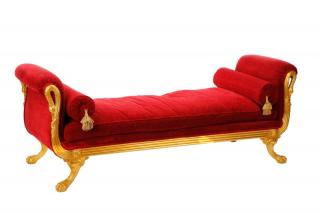 Appraisal: French Empire Style Giltwood Recamier Daybed French Empire style giltwood