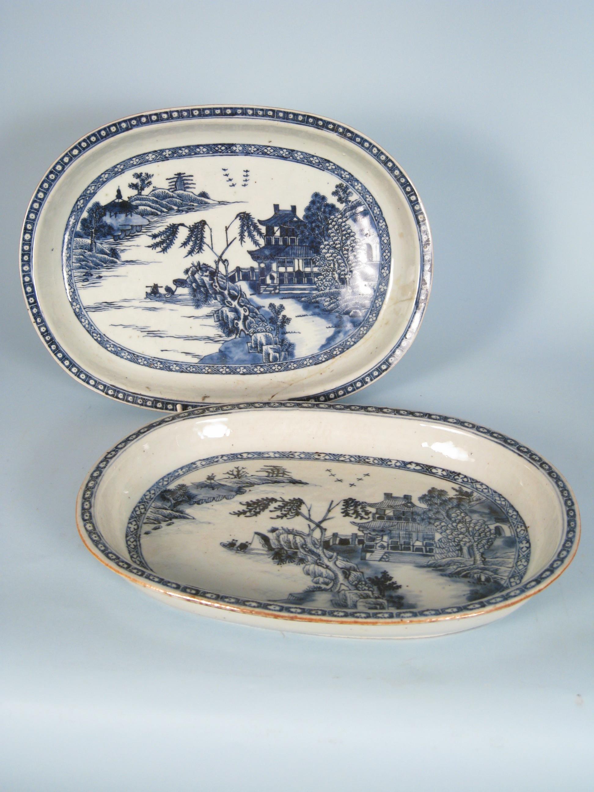 Appraisal: Pair of th Century Chinese blue and white oval Bowls