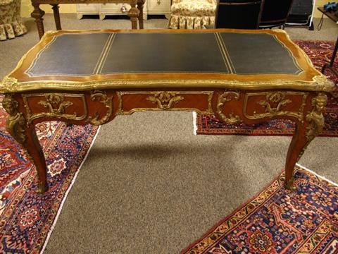 Appraisal: LOUIS XIV STYLE ORMOLU PARQUETRY DESK Early th century the