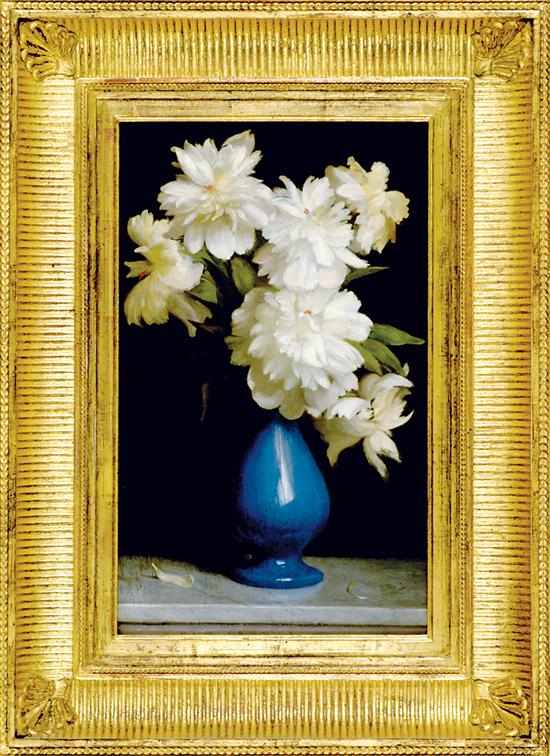 Appraisal: Auguste Braekevelt Belgian b STILL LIFE PEONIES IN BLUE VASE