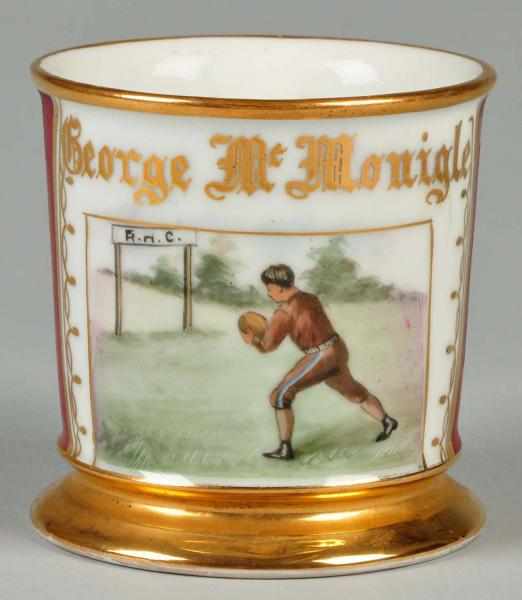 Appraisal: Football Player Shaving Mug Description Gilt name George McMonigle Shows