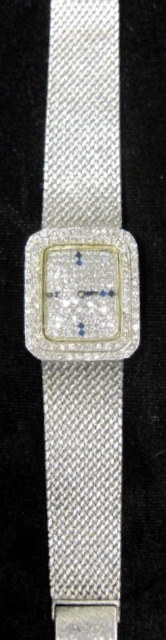 Appraisal: Gentleman's karat white gold and diamond wristwatch Square cased diamond