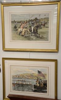 Appraisal: Set of four Harper's Weekly sporting double page hand colored