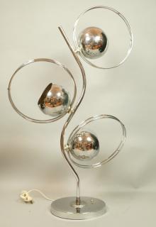 Appraisal: 's Modern Three Chrome Ball Satellite Table Lam 's Modern