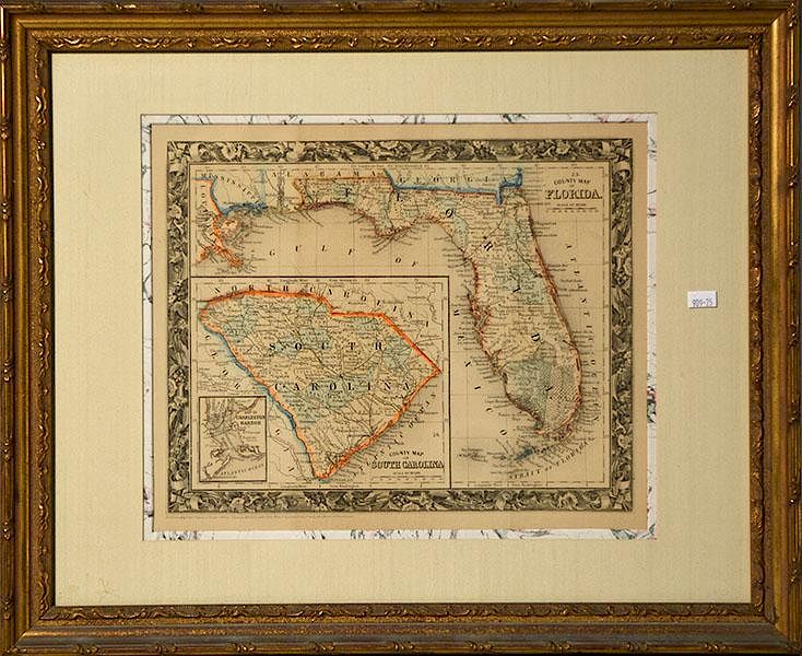 Appraisal: th C Mitchells Map of Florida th C Mitchells map