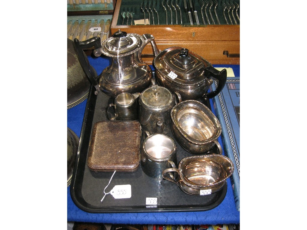 Appraisal: Tray lot of EP - four piece tea service hotelware