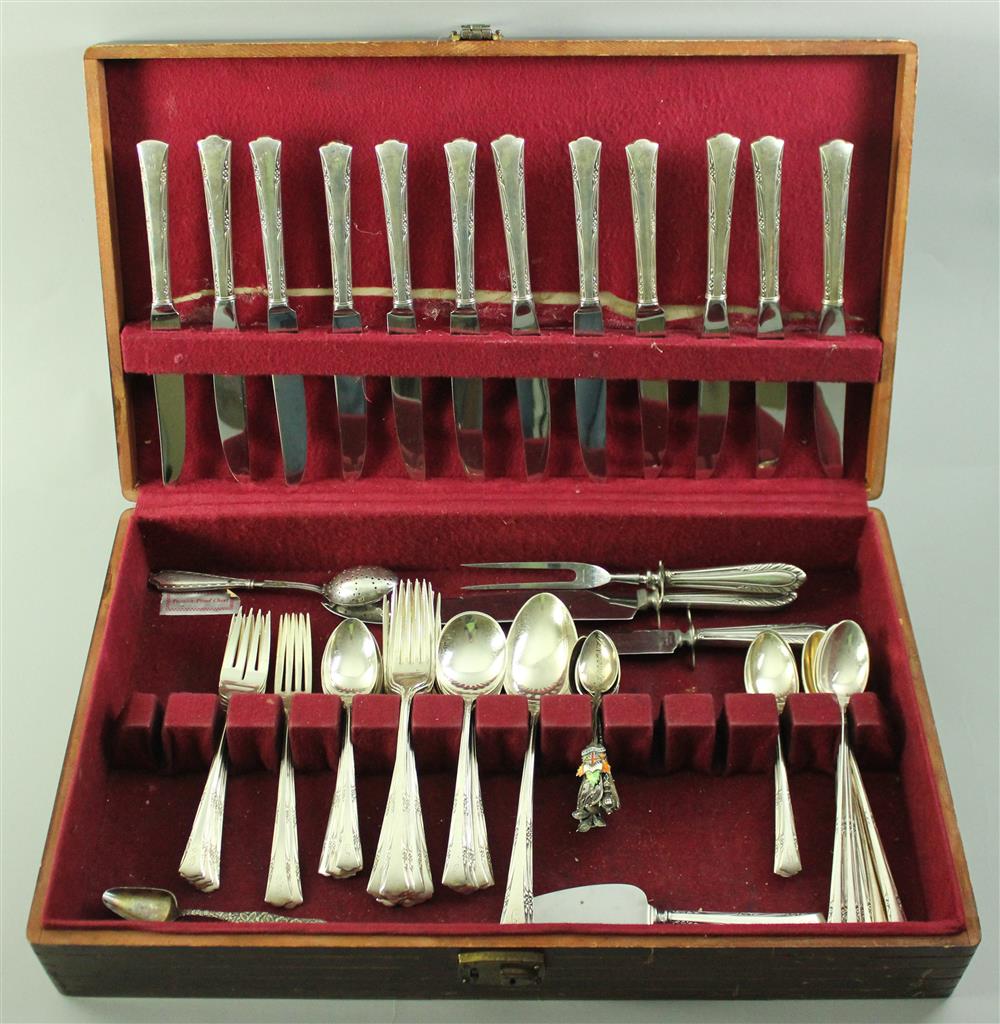 Appraisal: GORHAM SILVER 'GREENBRIAR' PATTERN PART FLATWARE SERVICE pat monogrammed 'G'