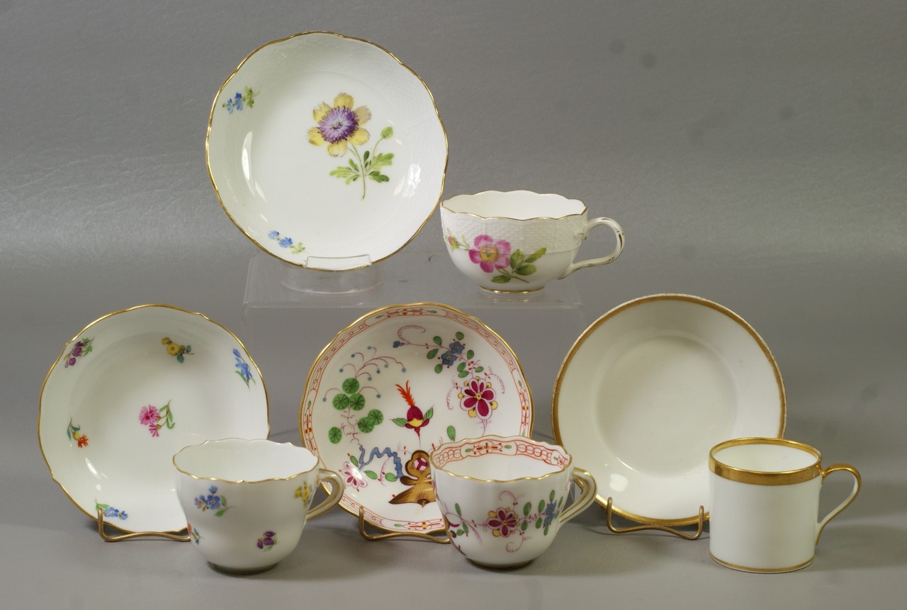 Appraisal: Meissen Sevres cups and saucers one Meissen mark with the