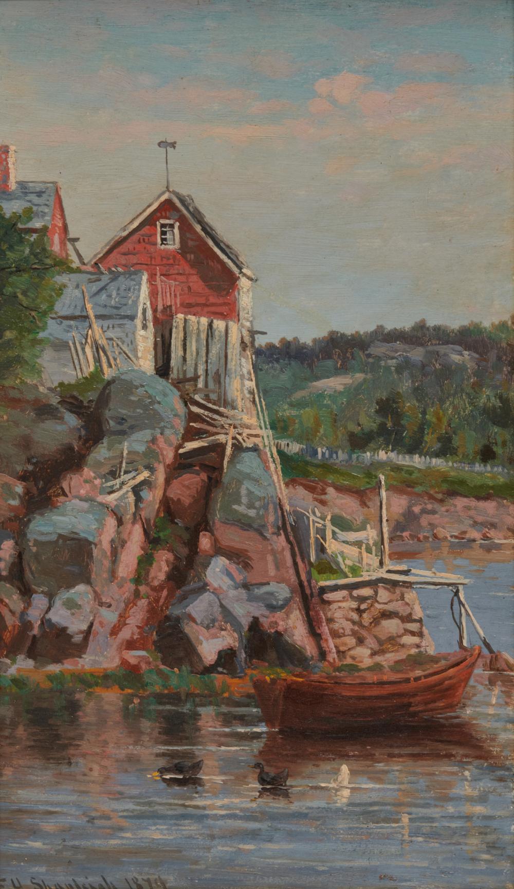 Appraisal: FRANK HENRY SHAPLEIGH American - Fisherman's House at Cohasset oil