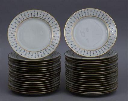 Appraisal: SET OF THIRTY-FOUR RAYMOND CO LIMOGES PORCELAIN DINNER PLATES IN