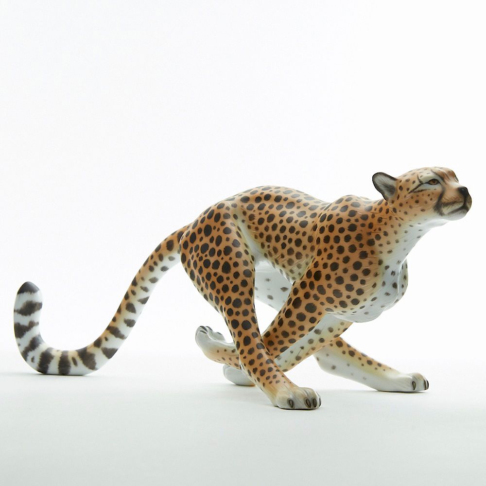 Appraisal: Herend Hand Painted Running Cheetah Porcelain Figure Herend Hungary Hand