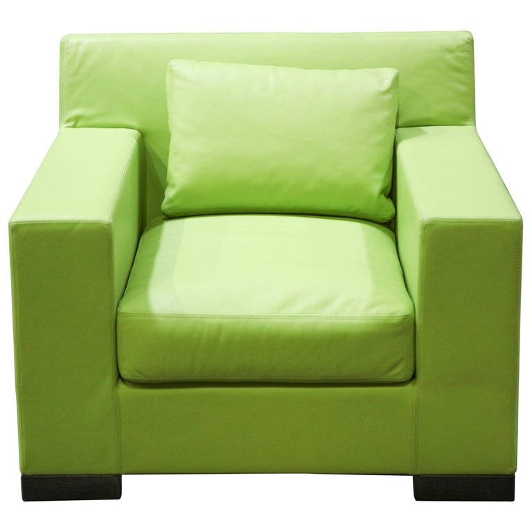 Appraisal: IDEO MODERN GREEN LEATHER CLUB CHAIR Ideo modern club chair