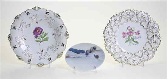 Appraisal: Two Meissen Porcelain Plates each centered with a floral specimen