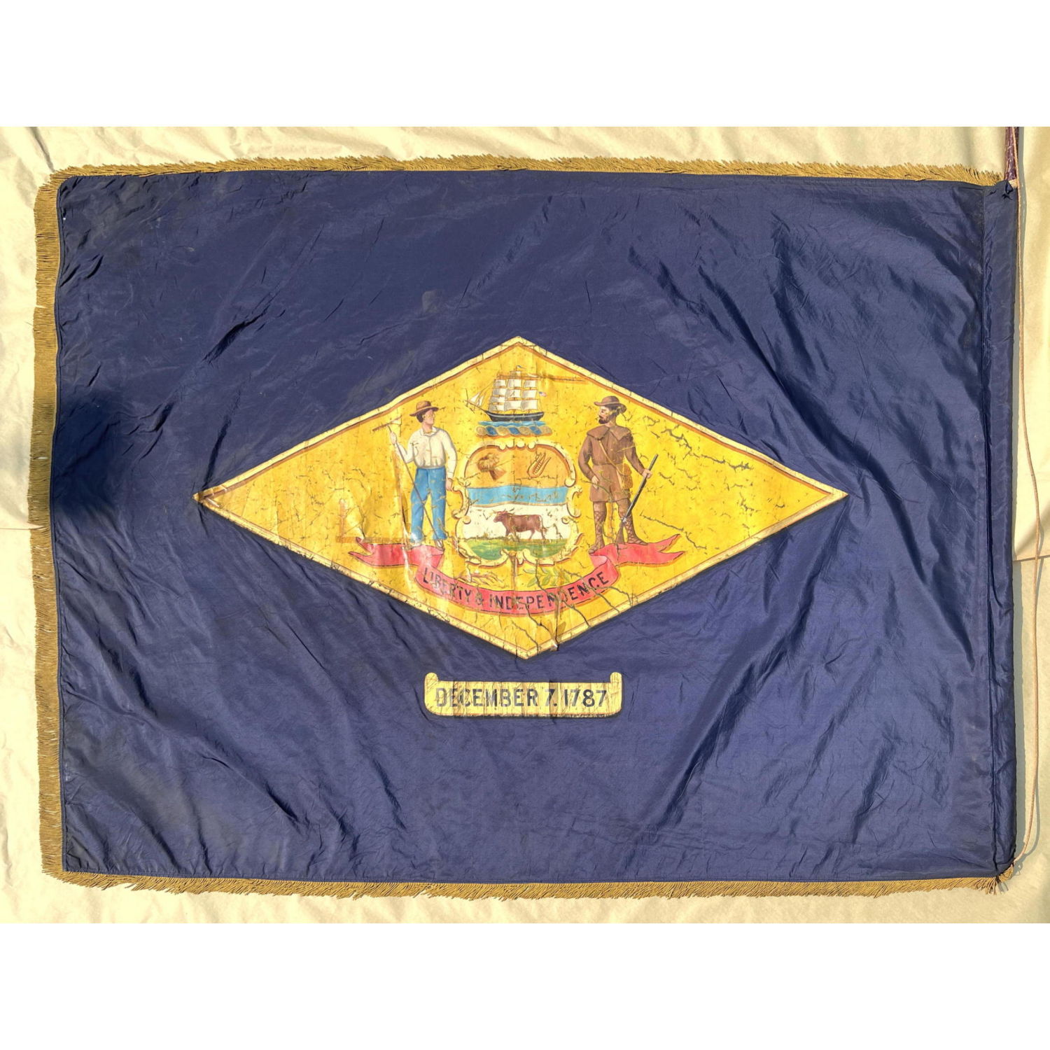 Appraisal: Early Delaware state flag from Odd Fellows Eden Lodge Wilmington