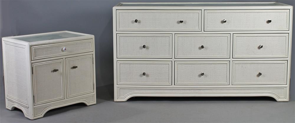 Appraisal: GREENBRIER RESORT DOROTHY DRAPER WHITE WICKER DOUBLE CHEST OF DRAWERS