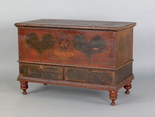 Appraisal: Pennsylvania painted dower chest dated initialed CAT BEM the front