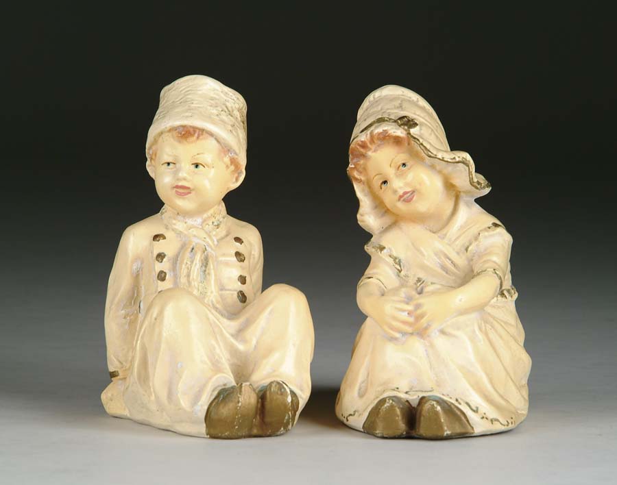 Appraisal: PLASTER HEUBACH-TYPE DUTCH BOY AND GIRL Approximately - h this