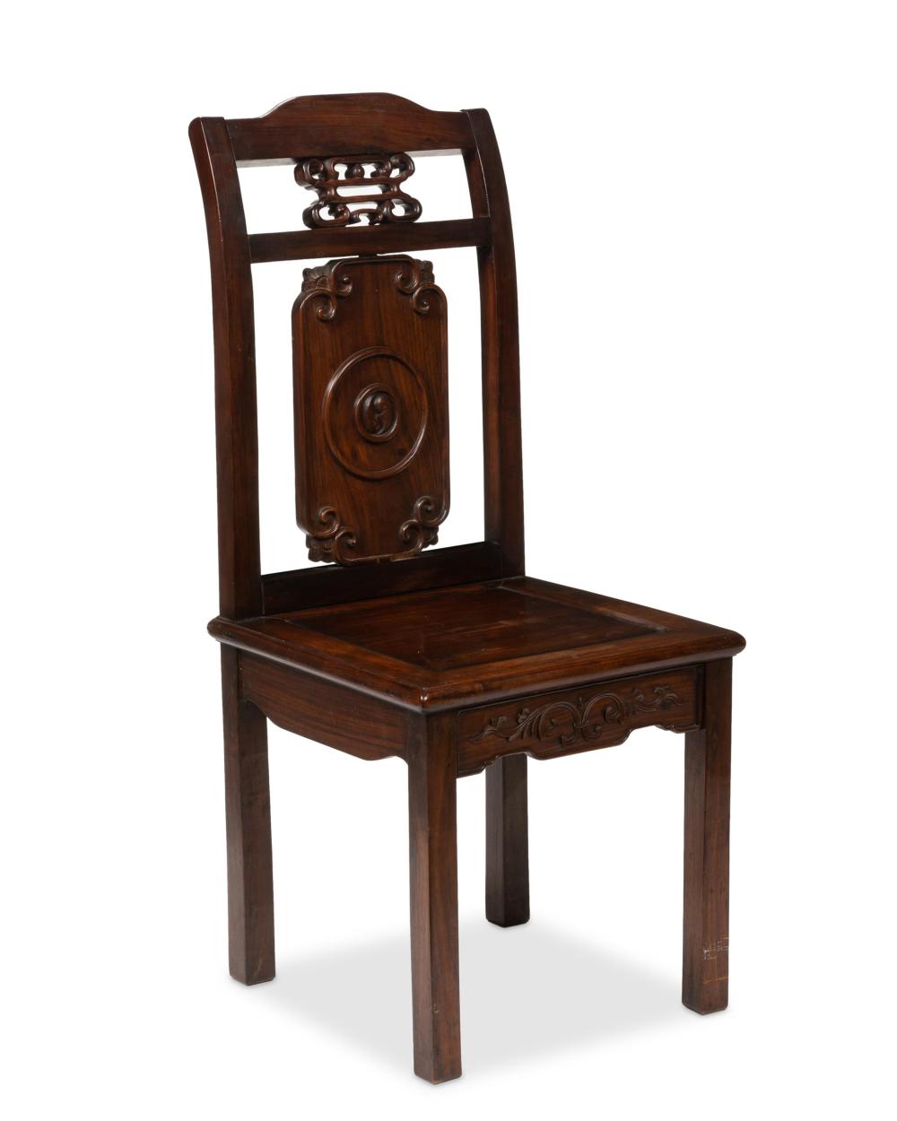 Appraisal: A CHINESE CARVED HARDWOOD SIDE CHAIRA Chinese carved hardwood side