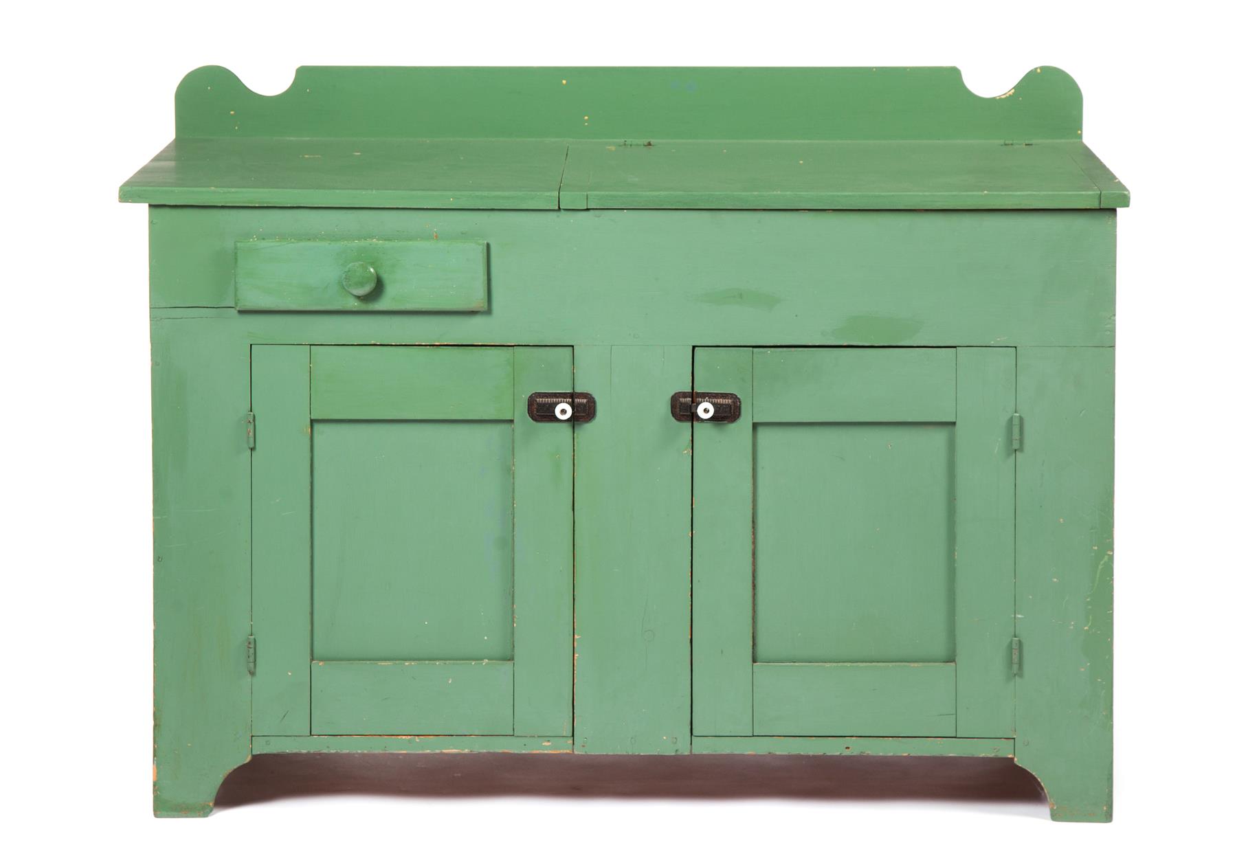 Appraisal: PAINTED DRYSINK American late th-early th centuries Contemporary green paint