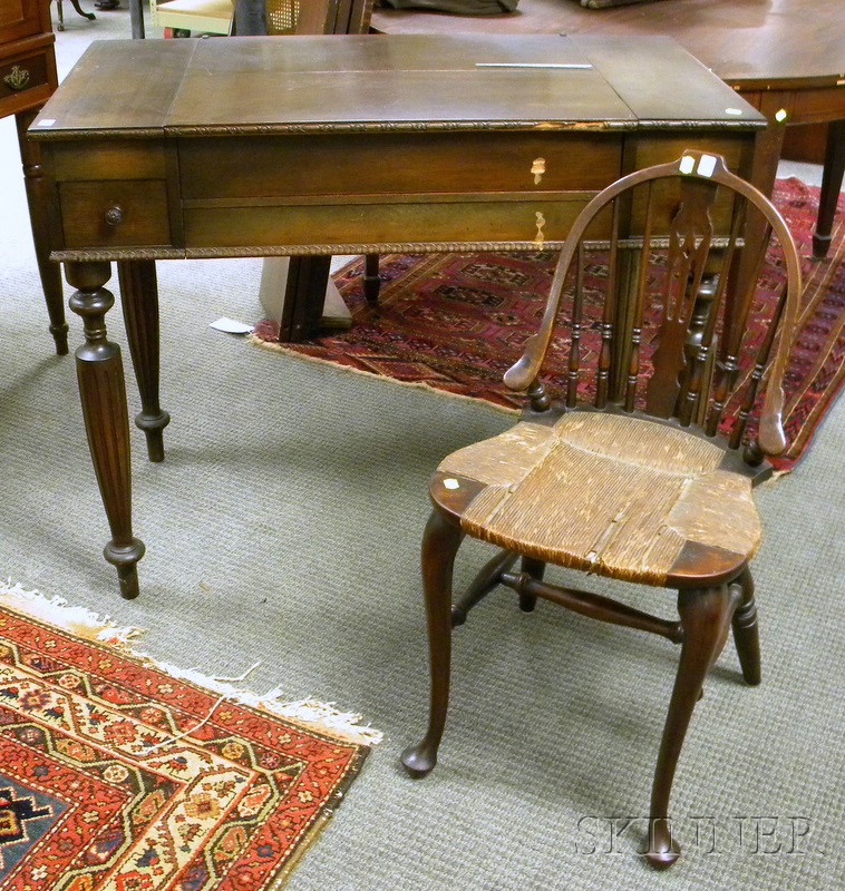 Appraisal: Neoclassical-style Mahogany Spinet Writing Desk and Windsor-style Chair