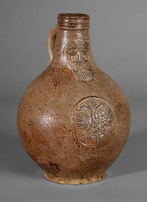 Appraisal: Bellarmine stoneware jug ovoid with mottled brown gray glaze oval