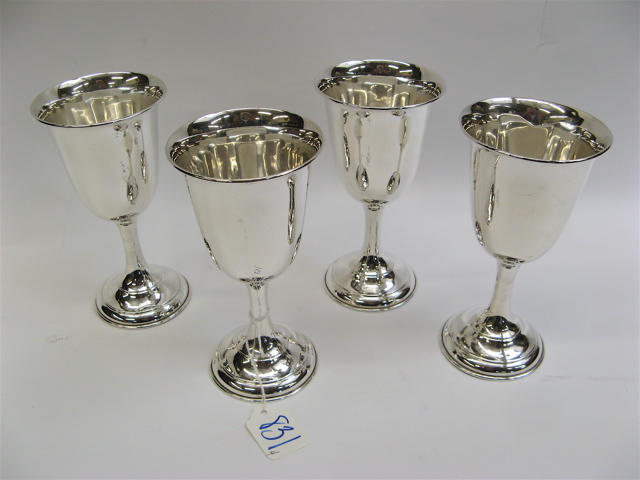 Appraisal: SET OF FOUR STERLING SILVER GOBLETS inches ht total weight