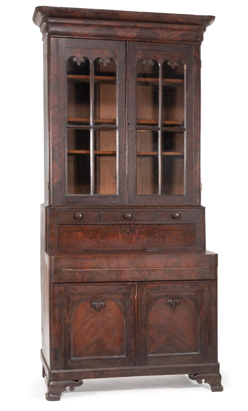 Appraisal: American Late Classical Mahogany Secretary Bookcase mid- th c flared