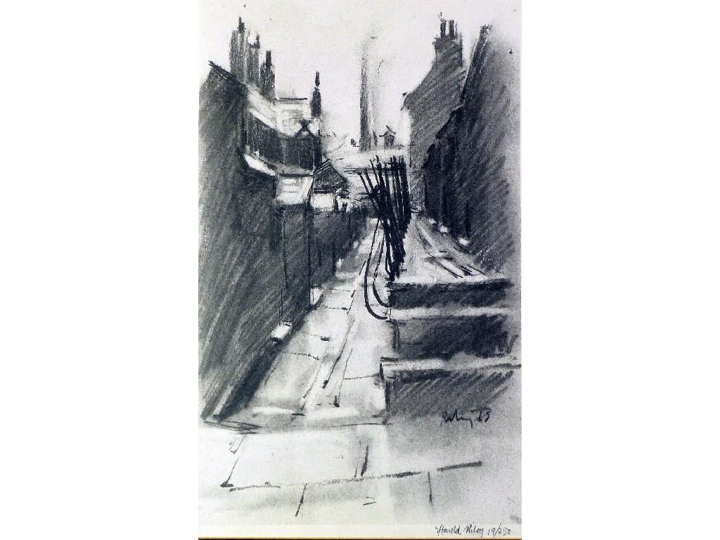 Appraisal: HAROLD RILEY b ARTIST SIGNED MONOCHROME PRINT 'Salford Back Alley'