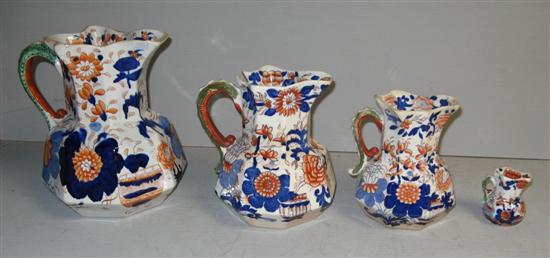 Appraisal: Set of four graduated Mason's ironstone water jugs in the