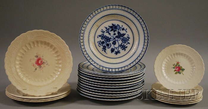 Appraisal: Set of Twelve French Blue and White Ceramic Plates with