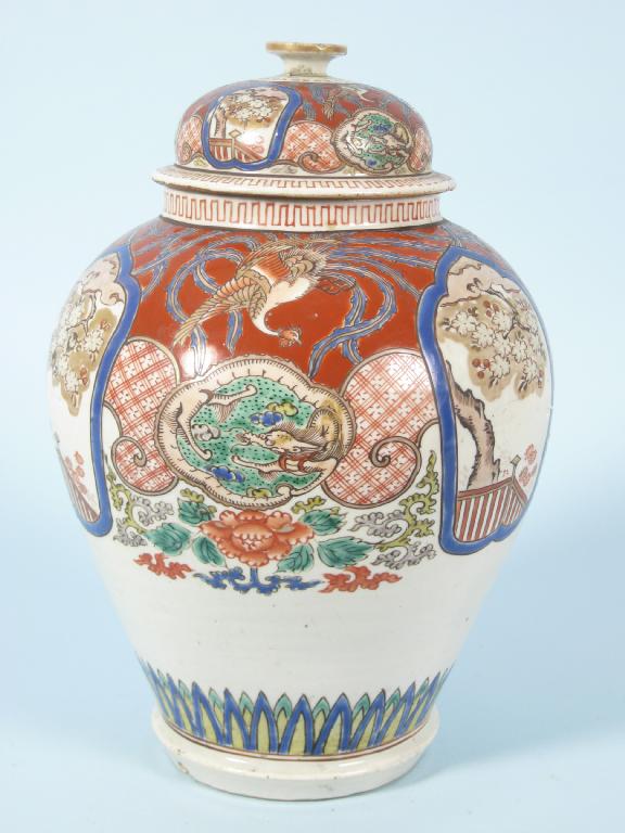 Appraisal: A Chinese baluster Jar and Cover painted birds and flowering