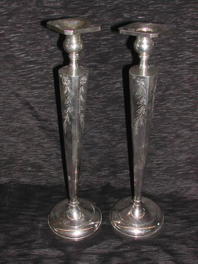 Appraisal: Pair of Sterling Silver Candlesticks second quarter th century by