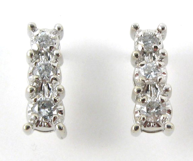 Appraisal: PAIR OF DIAMOND AND WHITE GOLD EARRINGS Each k white