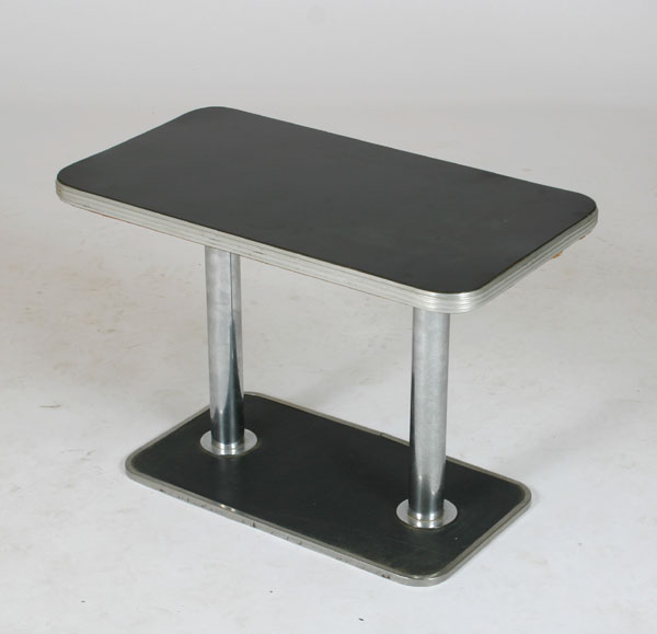 Appraisal: Machine Age stand low cocktail table Howell chunky chrome legs