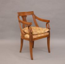 Appraisal: Side Chair with Embroidered Cushion Lovely chair possibly fruitwood or