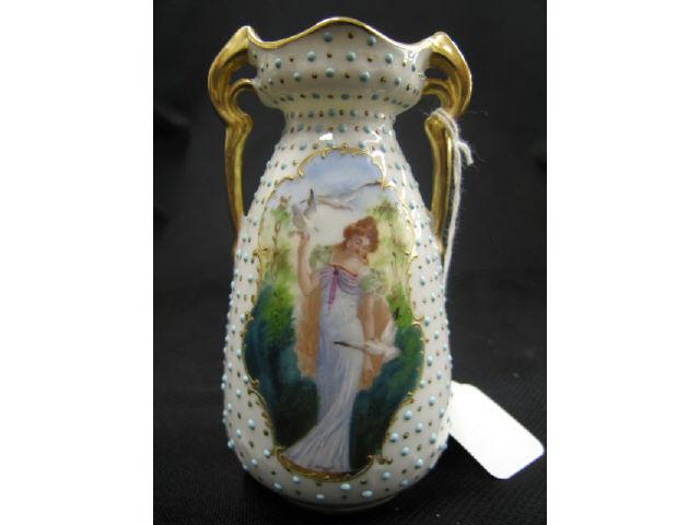 Appraisal: Prussia Porcelain Portrait Vase E S Germany mark maiden with