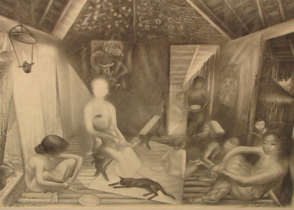 Appraisal: Javanese Interior pencil x SLR Artist American -