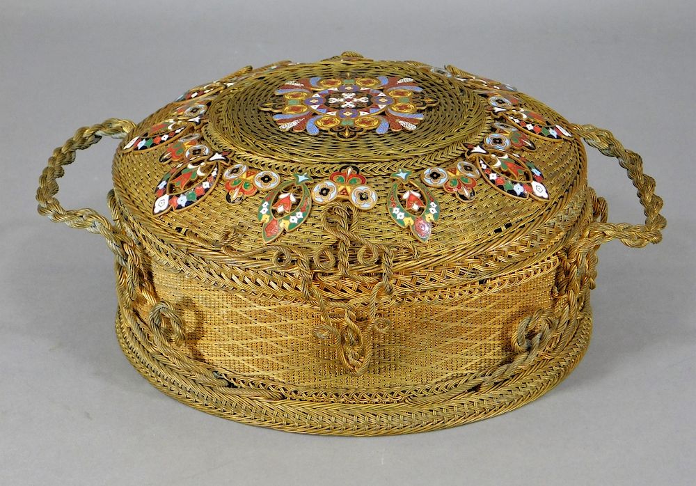 Appraisal: FINE C French Siraudin Bronze Wire Enameled Box France th