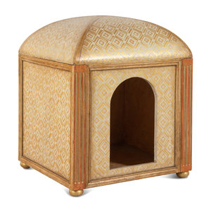 Appraisal: A Giltwood Dog House together with a ceramic figure of