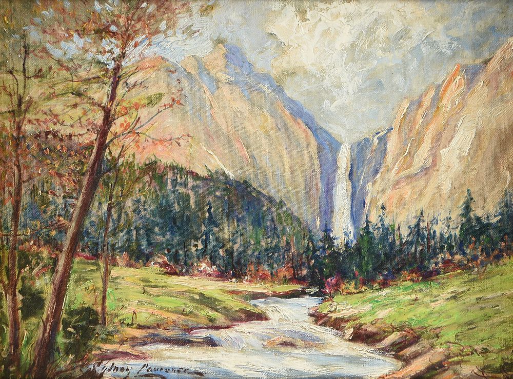 Appraisal: SYDNEY MORTIMER LAURENCE American - A PAINTING Waterfall SYDNEY MORTIMER