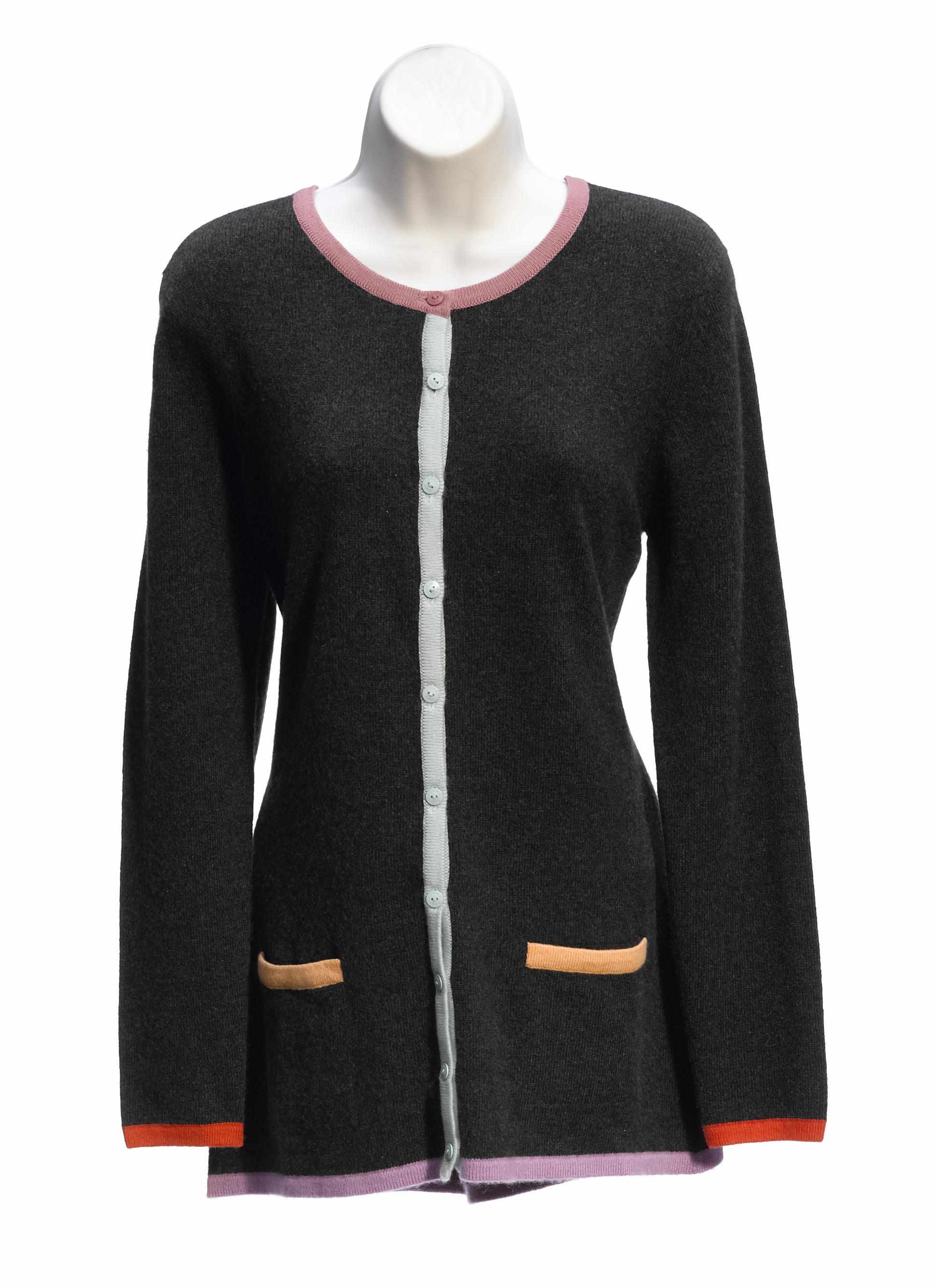 Appraisal: A Chanel slate mint and rose cashmere cardigan size together