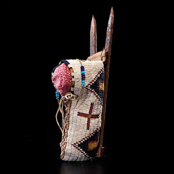 Appraisal: Sioux Beaded Doll Cradle thread-sewn and beaded on canvas using